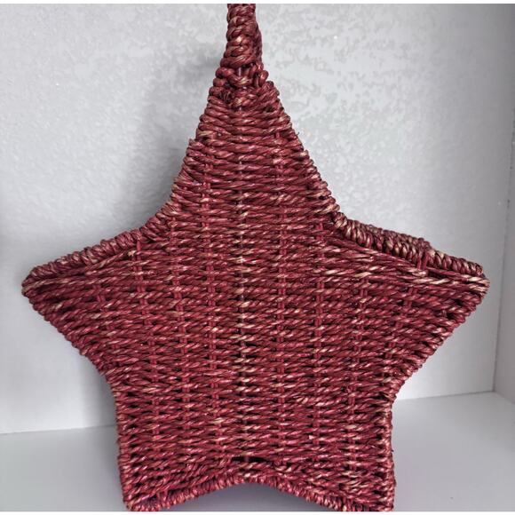 Red Woven Star Basket | Hanging Wall Basket or Tabletop Storage - Picture 7 of 8